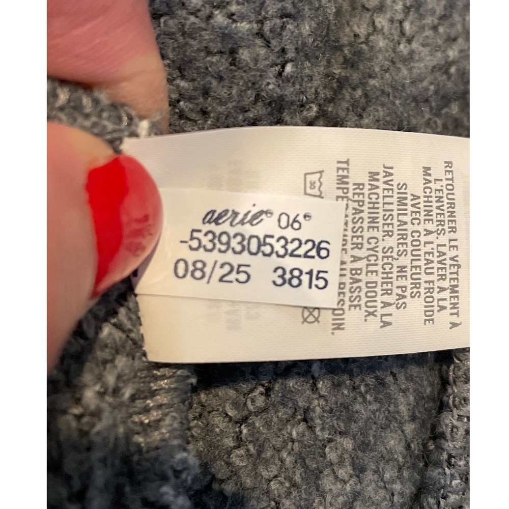 Aerie Hoodie Women XS Gray Mixed Texture Boucle Oversized Pullover Soft Cozy - Picture 15 of 15